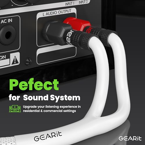 GEARit Speaker Cable with Banana Plugs White 12 Gauge 3 ft,Speaker Cable CL2 Rated 12AWG OFC,Heavy Duty Braided 12 Gauge Speaker Wire for Audiophiles,Hi-Fi Systems,Home Theater,Amplifiers & Speakers - color: White, size: 3 Feet