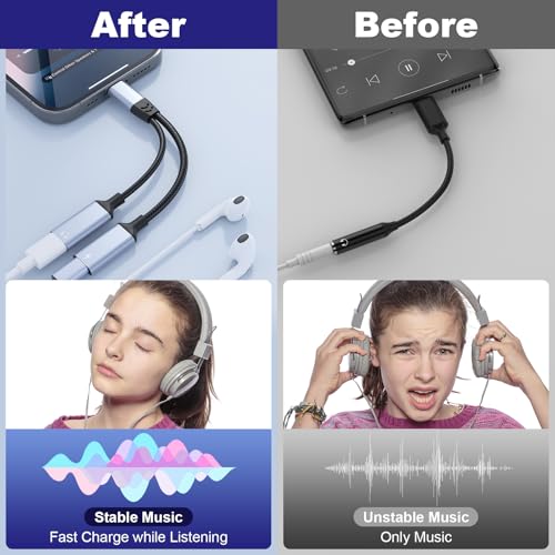 Opluz iPhone Splitter for Charging and Headphone,2 in 1 Dual Lightning Splitter for Earphone, iPhone Audio and Charge Adapter Dongle Cable for Phone 14/13/12/11/pad