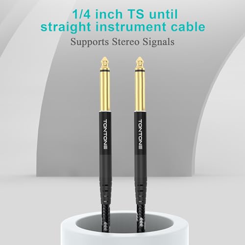 1/4 Inch Guitar Cable 2-Pack, 3.3FT, 6.35mm TRS Balanced Audio Cable | Quarter Inch TRS to TRS Balanced Stereo Instrument Cable for Electric Guitar, Bass, Keyboard, Mixer and Amplifier - size: 3.3 FT