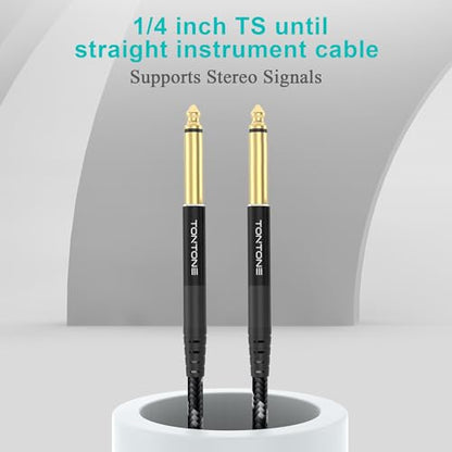 1/4 Inch Guitar Cable 2-Pack, 3.3FT, 6.35mm TRS Balanced Audio Cable | Quarter Inch TRS to TRS Balanced Stereo Instrument Cable for Electric Guitar, Bass, Keyboard, Mixer and Amplifier - size: 3.3 FT