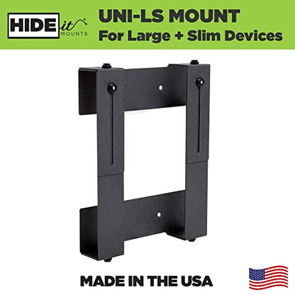 HIDEit Mounts Uni-LS Mount - Patented in 2015, Made in USA - Steel Adjustable Large and Slim Wall Mount. Hide Your Cable TV Box, Satellite Receivers, DVRs, Security NVRs and Other A/V Equipment - size: USA Made Large Slim