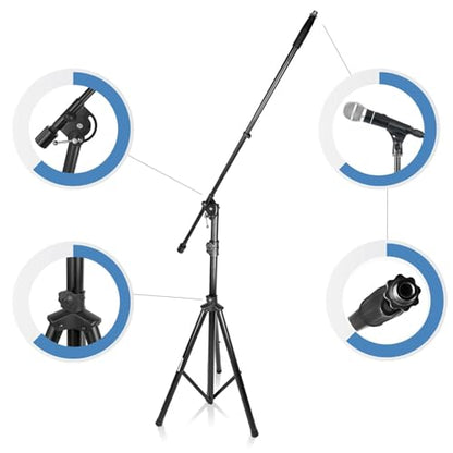Pyle Strongest HIgh-Performance Adjustable Microphone Suspension Boom Stand | Tripod Mic Stand Mic Adapter & Clamp - Stage, Karaoke Studio, Durable Steel Easy Foldable Height from 51.0’’ - 90.5’’