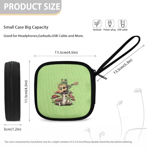 Portable Wireless Headphone Case Earphone Storage Bag with Zipper Enclosure Compatible with Apple Air Ports - Mushroom Frog - color: Mushroom and Frog