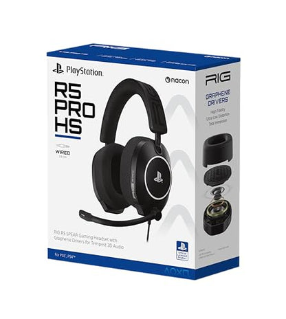 RIG R5 Spear PRO HS Wired Gaming Headset Officially Licensed PlayStation | PS5, PS4, PC - 40mm Graphene Drivers, Tempest 3D Audio, Flip-to-Mute Mic, Memory Foam Cushions - Universal 3.5mm -Black - color: Black
