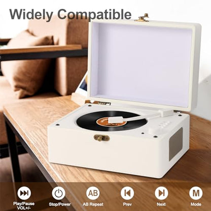 Portable CD Player for Home | Premium protein leather Bluetooth 5.3Retro Desktop CD Player,HI-FI Speakers, 3600mAh Battery, Remote,2-Year Warranty - color: Retro White