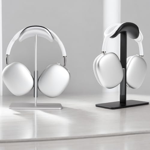 Headphone Stand for AirPods Max 2 & 1 Auto Sleep Mode, Black | Aluminum Pole & Stable Base, Anti-Scratch ABS Headset Holder, Anti-Scratch Touch Surface, Universal Compatibility - color: Black