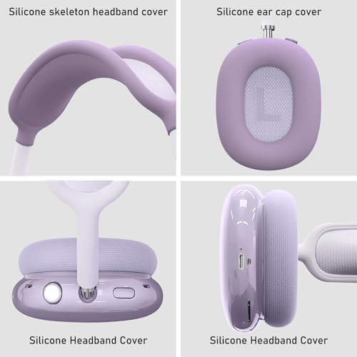 for AirPods Max case Cover,Anti-Scratch Ear Pad Case Cover/Ear Cups Cover/Headband Cover for AirPods Max. Clear Soft TPU and Silicone,Skin Scratch Proof. - color: 3PC-Purple
