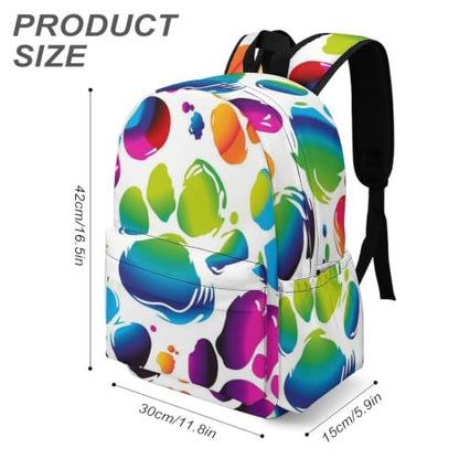Travel Backpack for Women Men Carry On Backpack Coffee Collection Laptop Bag Lightweight Casual Daypack - color: Colorful Dog Paw Print