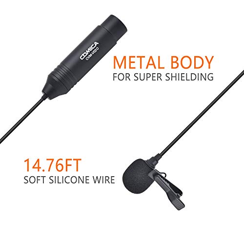 COMICA XLR Microphone CVM-V02O 2 Pack 14.76 fts Phantom Power Omni-Directional Lavalier Lapel Microphone for Canon Sony Panasonic Camcorders Zoom H4n H5 H6 Tascam DR-40 DR-60D DR-70D DR-100 Recorders