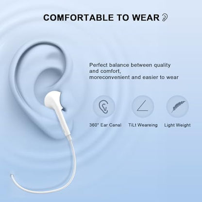 Wired Earbuds,2Pack Headphones Earbuds Wired 3.5mm in-Ear Earphones Noise Isolating Earphones with Microphone for iPhone, iPod, iPad, MP3,Samsung, Lightweight Earbuds with Volume Control Call