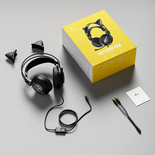 SOMIC Stereo Gaming Headset with Mic for PS4, PS5, Xbox One, PC, Mobile Phone, 3.5MM Sound Detachable Cat Ear Headphones Lightweight Self-Adjusting Over Ear Office Headphones G951S Black - color: Black