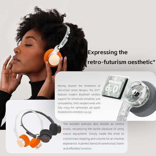 FiiO EH11 Retro On-Ear Bluetooth Headphones, LDAC Hi-Res Wireless, Lightweight 92g, 30H Playtime, Dual Device Connection, App EQ & Gaming Mode, Built-in Mic, Off-White - color: Off-white
