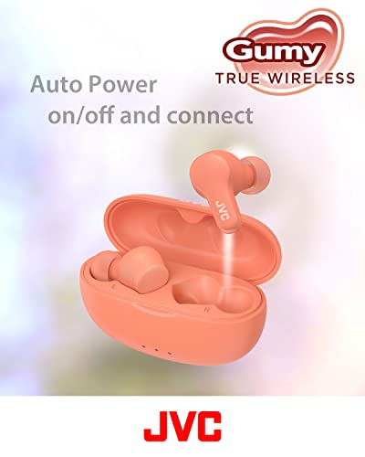 JVC Gumy True Wireless Earbuds, Bluetooth 5.3, Charging Case, 24-Hour Playback, IPX4 Water Resistant, Comfortable Secure Fit with XS/S/M/L Earpieces, Built-in Mic for Calls, iPhone/Android/PC - HAA7T2 - color: Pink
