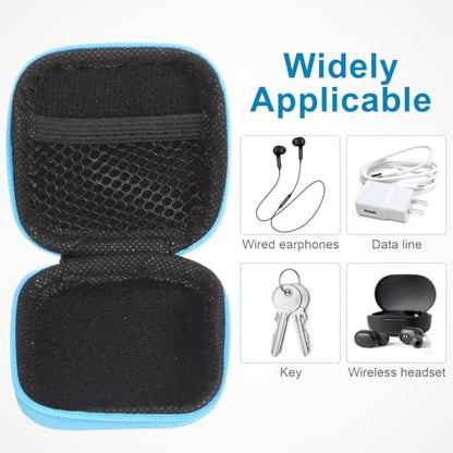 Sewroro Mini EVA Headphone Case, Portable Travel Earphone Pouch, Earbud Storage Box, USB Cable Holder, 2.95 x 2.95 x 0.98 Inches () - color: Blue