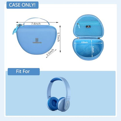 Tourmate Hard Travel Case for Philips K4206 Kids Wireless On-Ear Headphones/iClever HS19 Kids RORSOU R10 On-Ear Headphones, Protective Carrying Storage Bag (Blue, Case Only) - color: Blue