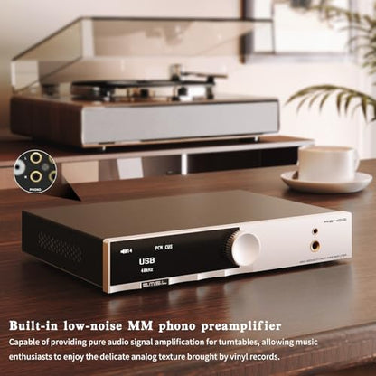 SMSL AS400 Power Amplifier DAC Headphone Amp 165W x2 2.1 Channel MA5332MS MM Phono Amp Bluetooth 5.1 CS43131 MQA CD DAC Preamp 4.4mm/6.35mm RCA/BT/USB/Opt/Coax/Phono/12S Input 768K/32Bit XMOS XU316 | CS43131 Chip 2.1 Subwoofer MQA DAC 4.4&6.35 Headphone U