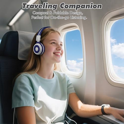 SIMOLIO Kids Bluetooth Headphones with Microphone, 75/85/94dB Volume Limit, Wireless Headset for Toddler Teens Children, Share Port, Travel Case, 3.5mm Cord, Foldable for School Airplane iPad Tablet | Wireless Headset for Toddler Teens Children, Share Por