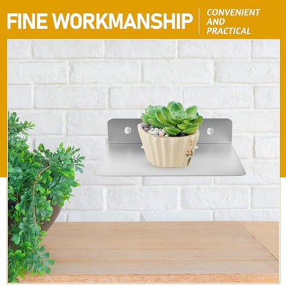 Small Aluminum Floating Wall Shelf for Speakers and Monitors, Sturdy and Easy to Install Wall Mount Holder, for Craft Room and Kitchen Organization