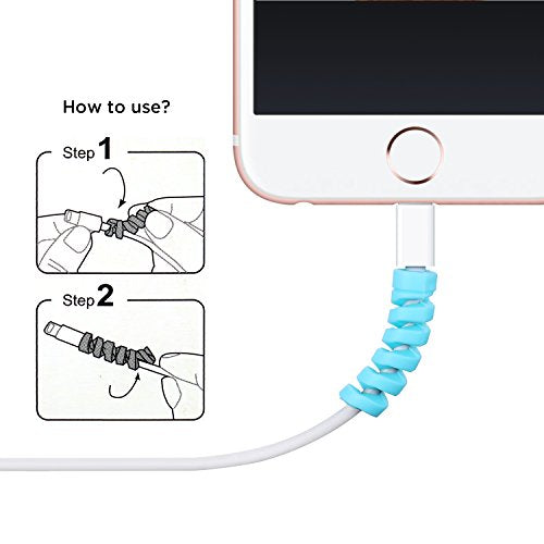 Jetec Charger Cable Protector, Spiral USB Wire Protector - color: Colorful