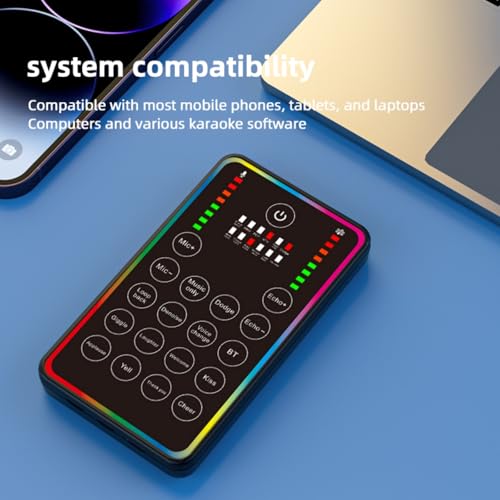 Portable Sound Card, Small Handheld Sound Card Set for Podcasting,HD Sound External Sound Card for Live Streaming/Karaoke/Gaming,Voice Changer Sound Card for Android/iOS/Windows
