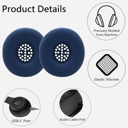 Solo 4 Protective Case, Compatible with Beats Solo 3/Solo2 Headphones, Precise Fit Shockproof Silicone Cover with Carrying Clip, Sweatproof Dustproof Skin for Gym & Travel, Easy to Install (Dark Blue) - color: Dark Blue