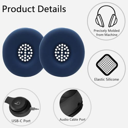Solo 4 Protective Case, Compatible with Beats Solo 3/Solo2 Headphones, Precise Fit Shockproof Silicone Cover with Carrying Clip, Sweatproof Dustproof Skin for Gym & Travel, Easy to Install (Dark Blue) - color: Dark Blue