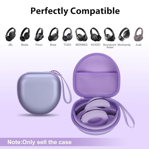 Headphone Case Compatible with JBL/Beats/BERIBES/Jlab/Picun/TOZO/KVIDIO/Soundcore Anker/Skullcandy Noise Cancelling Over-Ear Headphones, Pearl Purple - color: Pearl Purple