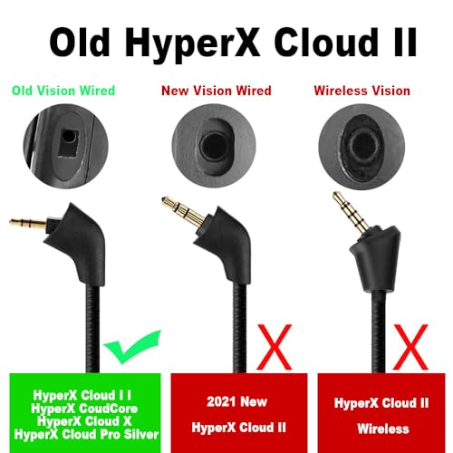 Mic Replacement Microphone Boom fits for HyperX Cloud, Cloud X, Cloud II, Cloud Core, Cloud Pro Silver (Old Version Before 2021) Gaming Headsets, Noise Cancelling 3.5mm Jack, Black - size: Square Jack Slot