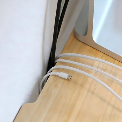 Bamboo Monitor Stand Riser with Cable Routing Slot and Storage