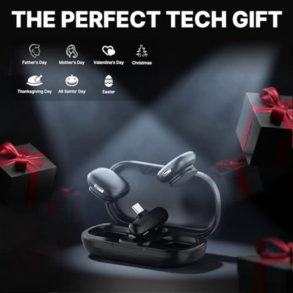 Magnetic Wireless Lavalier Microphone for iPhone 16 15 14 Pro Max Android Camera, 2-Person Plug-Play AI Noise Canceling Mic, 48kHz Hi-Fi for TikTok YouTube Vlog Recording, 40H Battery Case