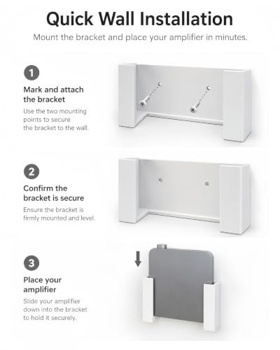 Wall Mount Bracket Compatible with WiiM Amp Audio Amplifier, Space-Saving Audio Receiver Holder, Secure Home Audio System Wall Installation Stand for Media Setup