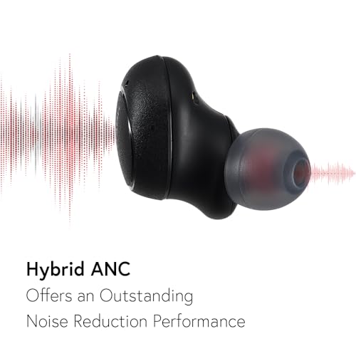 Phiaton Bonobuds Plus Digital Hybrid Active Noise Cancelling True Wireless Earbuds with Qualcomm Snapdragon Sound (Space Black) - color: Space Black