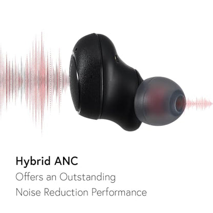 Phiaton Bonobuds Plus Digital Hybrid Active Noise Cancelling True Wireless Earbuds with Qualcomm Snapdragon Sound (Space Black) - color: Space Black
