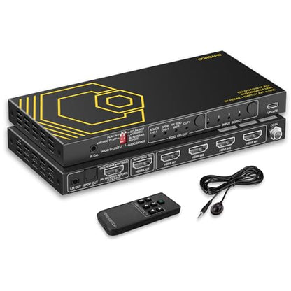 8K@60Hz 4K@120Hz HDMI2.1 Switch 4 in 1 Out with eARC,ARC Audio Extractor,7.1Ch,SPDIF 5.1Ch,48Gbps,HDCP2.3 Bypass,VRR,IR,3D,HDR 10,Dolby Atmos,Compatible with QLED TV,PS5,Xbox,Sonos Soundbar,Apple TV