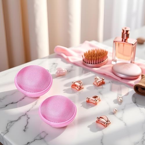2Pcs Pink Compact Round Mini Earphone Hard Case Bag - Travel Pouch for Headphones, Coins, and Keys, Small Cosmetic Carrying Bag Headphones, Earbuds Accessories