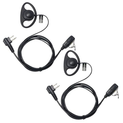 2 Pin D Shape Earpiece for Motorola Radios, Walkie Talkie Headset with Mic PTT, ONLY Compatible with CP200 GP2000 XU1100 PRO1150 MU12 Two Way Radio, Pack of 2