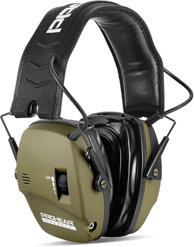 PROHEAR Digital Electronic Shooting Ear Protection Muffs with GEP02 Gel Ear Pads, Hunting 5X Sound Amplification Earmuffs, NRR 23dB Low Profile Hearing Protection for Gun Range - Green - style: Electronic 2.0+gel Ear Pads- Green