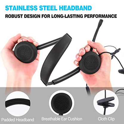 MAIRDI Phone Headset for Cell Phone, PC Laptop Headset with Microphone Noise Canceling, Telephone Headphone 3.5mm Jack for Office Work Computer Teams Video Conference - style: Duo 890D
