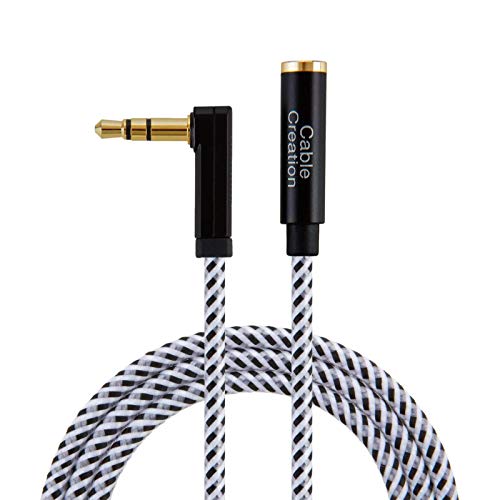 CableCreation Headphone Extension Cable 15FT, 3.5mm Audio Extension Cord | 90-Degree Right Angle Male to Female Aux Extender Stereo Audio Cable Nylon Braided for Smartphones, Media Player, 4.5m - size: 15 Feet