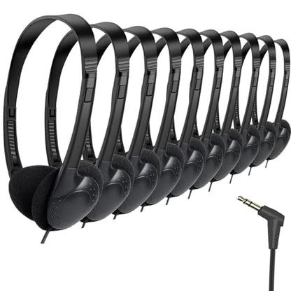 Classroom Headphones Bulk 12 Pack Class Set for School Students Kids and Adult -Sturdy Wired 3.5mm Plug (Black, 12 Pack) - color: Black, size: 12 Pack