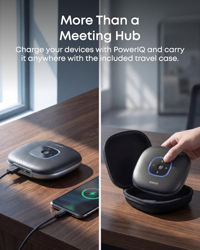 Anker PowerConf Speakerphone, Zoom Certified Conference Speaker with 6 Mics - color: Black