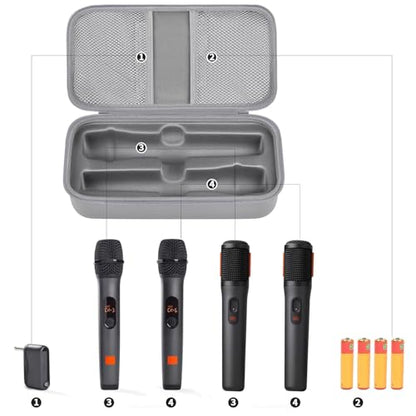 Wireless Microphone Case Compatible with JBL Wireless Two Microphone System, Handheld Dual Mic Travel Bag for Singing or Karaoke for Receivers, Adapters, AA Batteries - color: Lighting Grey