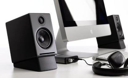 Audioengine DS1 Angled Desktop Speaker Stands – Isolation Speaker Stands | for Computer Speakers and Bookshelf Speakers - Black - color: Black, size: Plastic