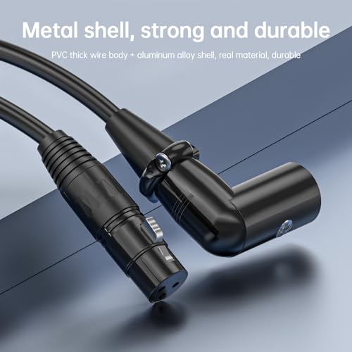 XLR Right-Angle Male to Straight Female Microphone Extension Cable, 90-Degree Male to Straight Female Balanced Cord 3-Pin to 3-Pin, -6.6ft 2Pack - style: 6.6FT-XLR Right-Angle Male