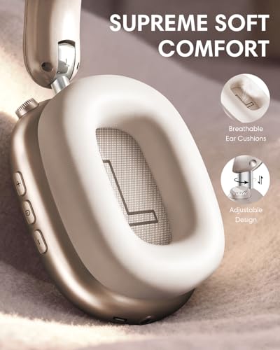 Wentronic Y02 Active Noise Cancelling Wireless Headphones, Starlight | Over-Ear, Bluetooth, 60H Playtime,Crystal Clear Calls, Hi-Res Audio, Big Bass, Foldable Lightweight for Travel Home Office - color: Starlight