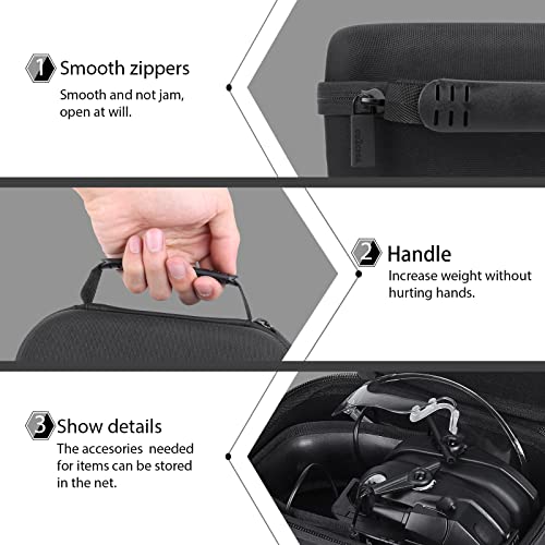 co2CREA Hard Case For Walkers Razor Slim Earmuffs And Walkie Talkie - style: Black Case for Razor Earmuff & Walkie Talkie