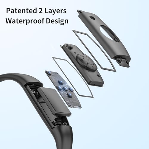 Tayogo W18 Swimming Headphones, IPX8 Waterproof Earbuds for Swimming with 32GB MP3 Player, Bluetooth 5.4, FM Radio & T6 Receiving Mode, in-Ear Underwater Headphones for Lap Swimming - color: BK