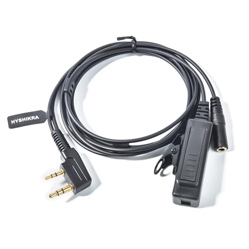 Universal Ham Radio Earpiece Adapter Cable, 2 Pin K-1 Type to 3.5mm Female Headset with Built-in Mic and PTT Compatible with BaoFeng Retevis Kenwood Retevis Quansheng Walkie-Talkie