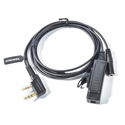 Universal Ham Radio Earpiece Adapter Cable, 2 Pin K-1 Type to 3.5mm Female Headset with Built-in Mic and PTT Compatible with BaoFeng Retevis Kenwood Retevis Quansheng Walkie-Talkie