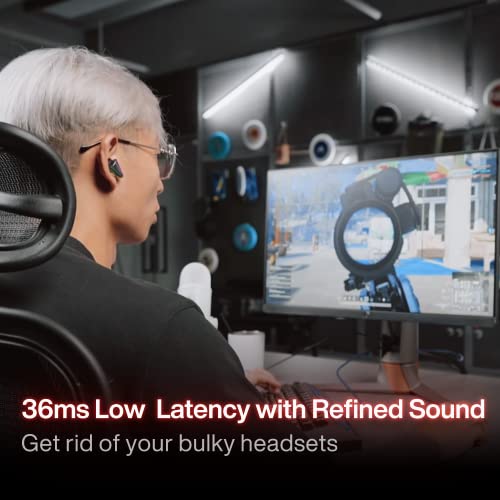 Angry miao CYBERBLADE Wireless Gaming Earbuds, Active Noise Cancelling Bluetooth Earbuds with Microphone, 36ms Low Latency Earphone for PC, PS4, PS5, Switch, iPhone, Android (Base Edition)